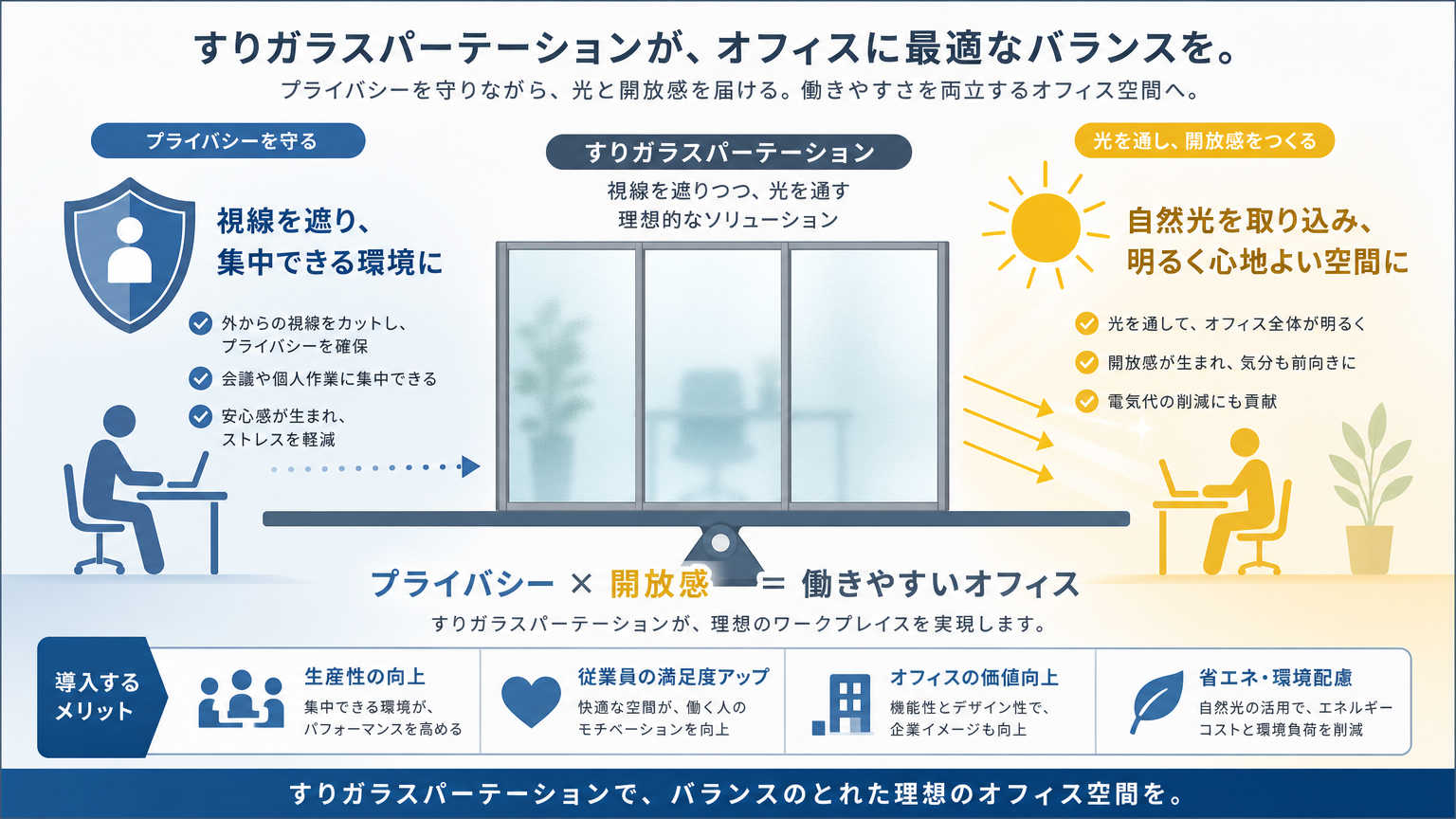 すりガラスの活用とは？オフィス空間における結論